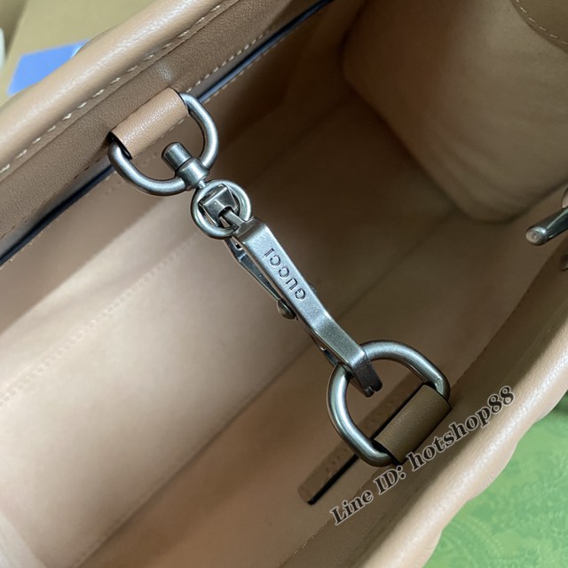 Gucci官網新款雙肩帶女包 古馳GG Marmont系列全皮鏈條肩背包681483 gqy4805